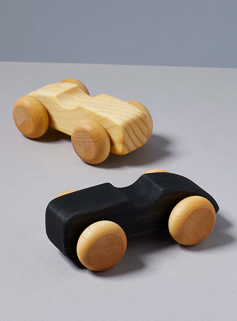 Atelier cheval de bois Black Set of two small wooden race cars