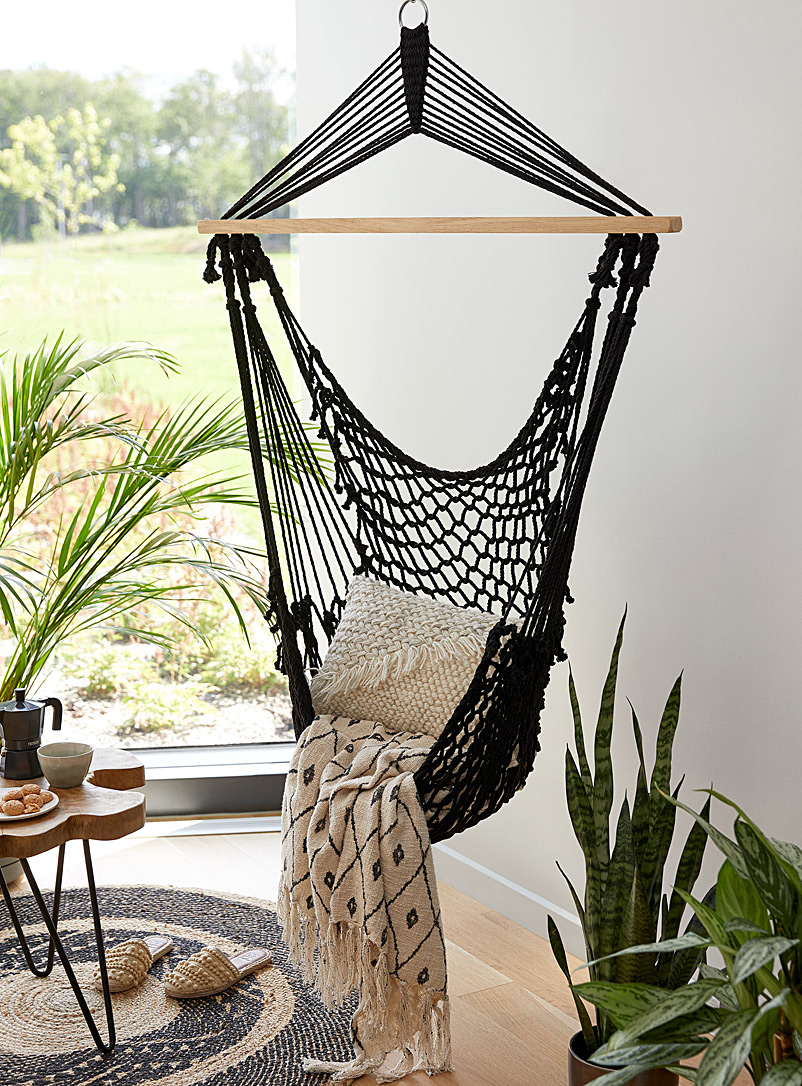 Simons Maison: La chaise suspendue en polyester crocheté Noir