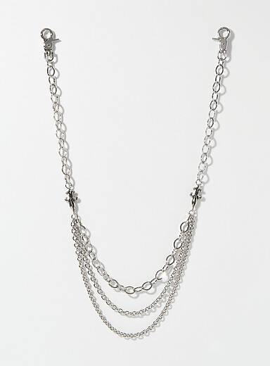 Three-row fleurs-de-lis wallet chain