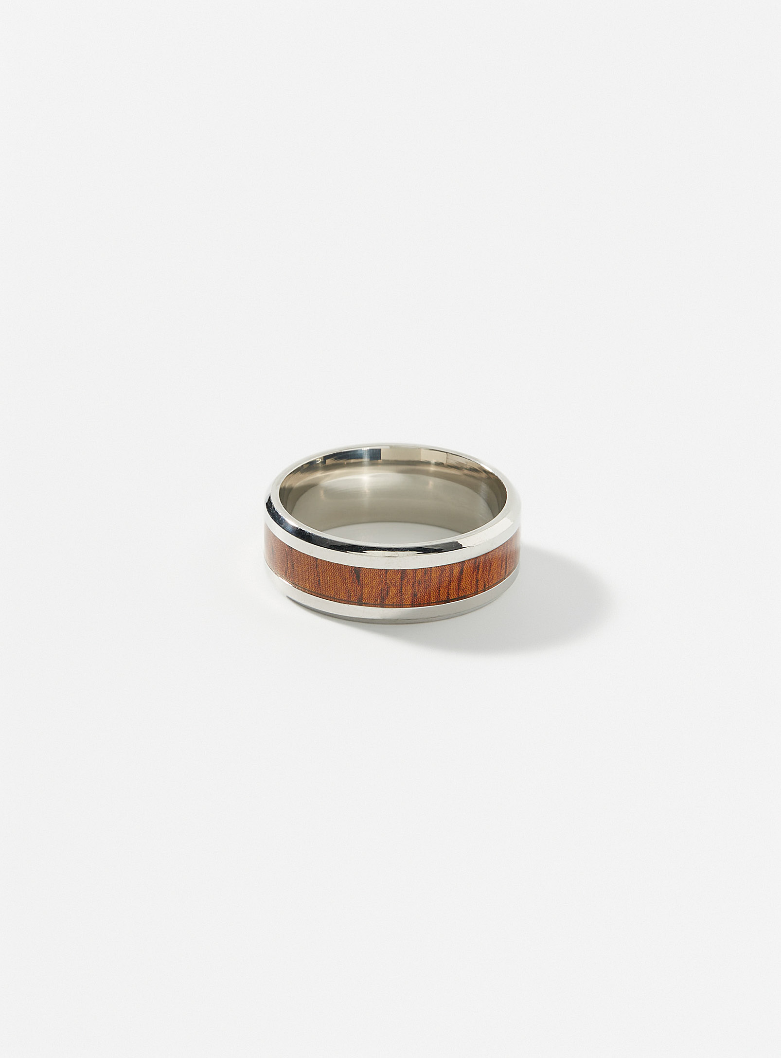 Le 31 Wooden Accent Silver Ring In Black
