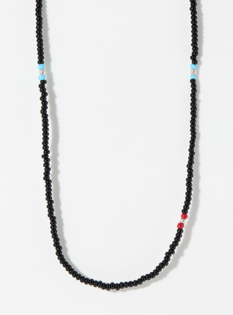Blue And Red Accent Bead Necklace