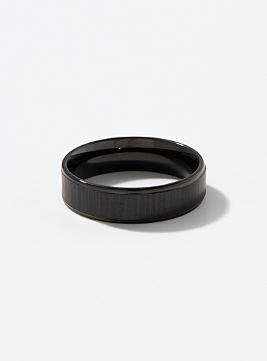 Le 31 Black Black stainless-steel ring for men