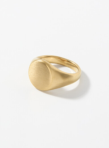 Le 31: La bague signet bross&eacute;e Jaune dor&eacute; pour homme