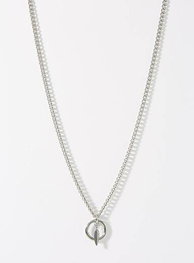 Le 31: Le collier anneau et plume Argent pour homme