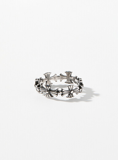 Le 31: La bague croix rainur&eacute;es Argent pour homme