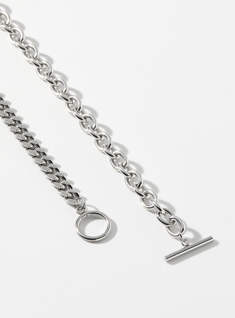 Le 31 Silver Mixed-link chain for men