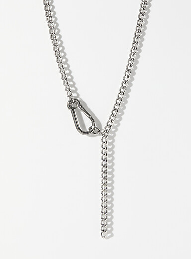 Le 31: La cha&icirc;ne lariat mousqueton surdimensionn&eacute;e Argent pour homme