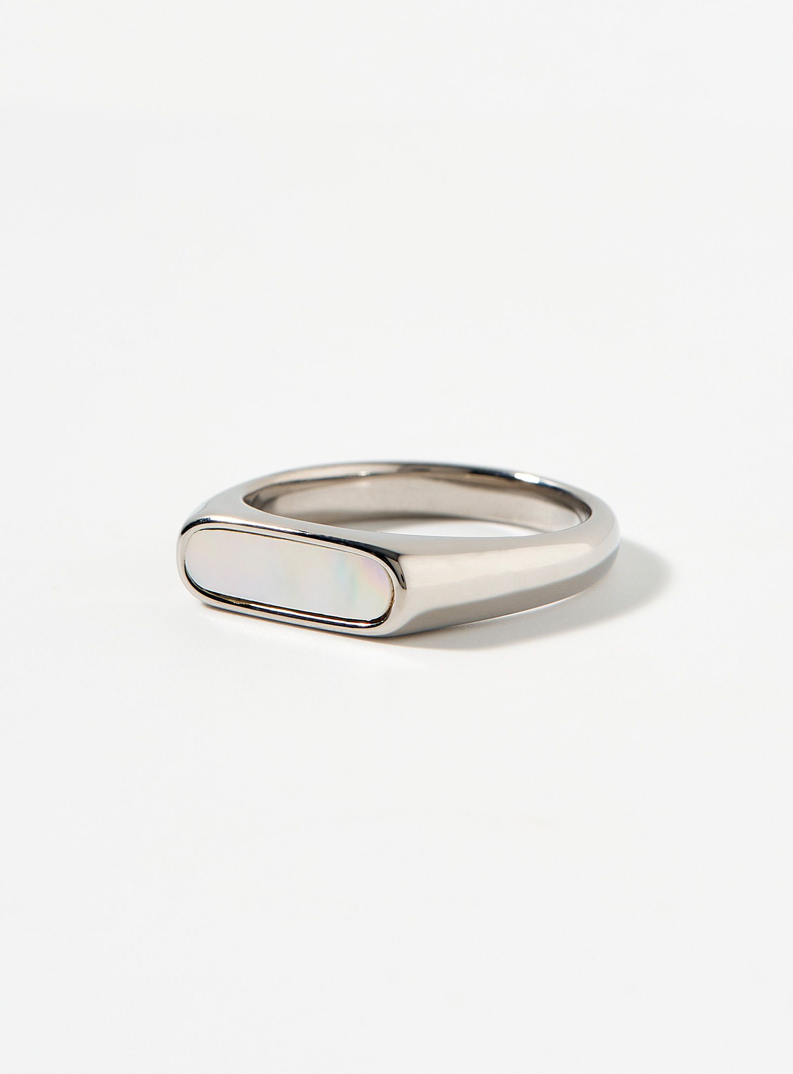 Le 31 Thin Stone Signet Ring In Metallic