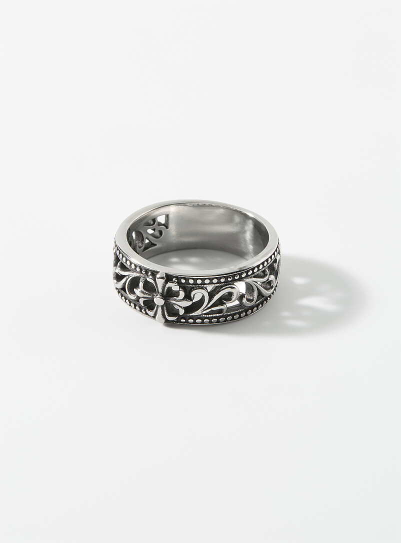 Grooved cross openwork ring product image (primary)