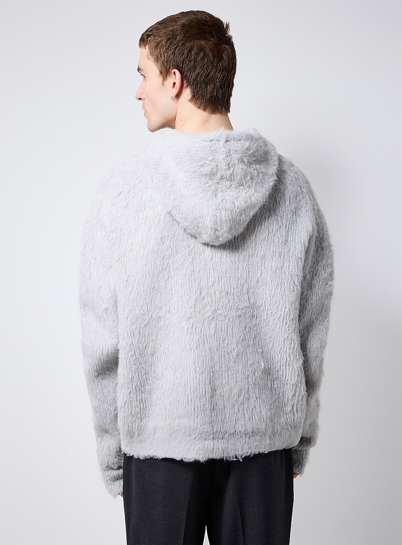 Le 31: Le kangourou zipp&eacute; tricot poilu <b>Importation de S&eacute;oul</b> Gris clair pour homme