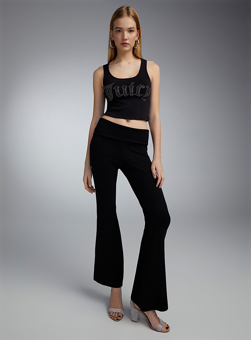 Juicy Couture: Le pantalon tricot évasé logo bijoux Noir pour femme