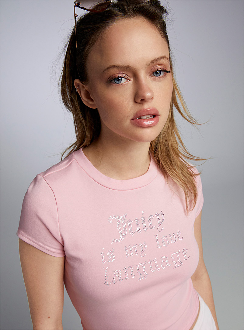 Juicy Couture Dusky Pink Diamonds phrase pink T-shirt for women