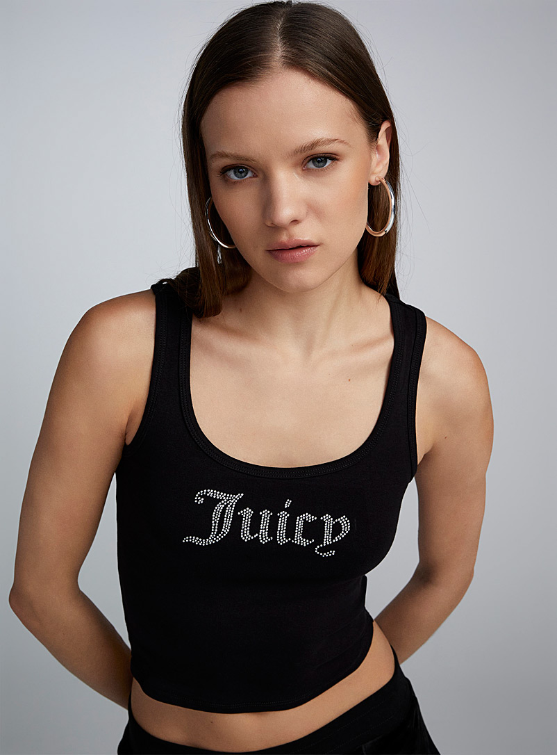 Juicy Couture Black Glimmering logo cami for women
