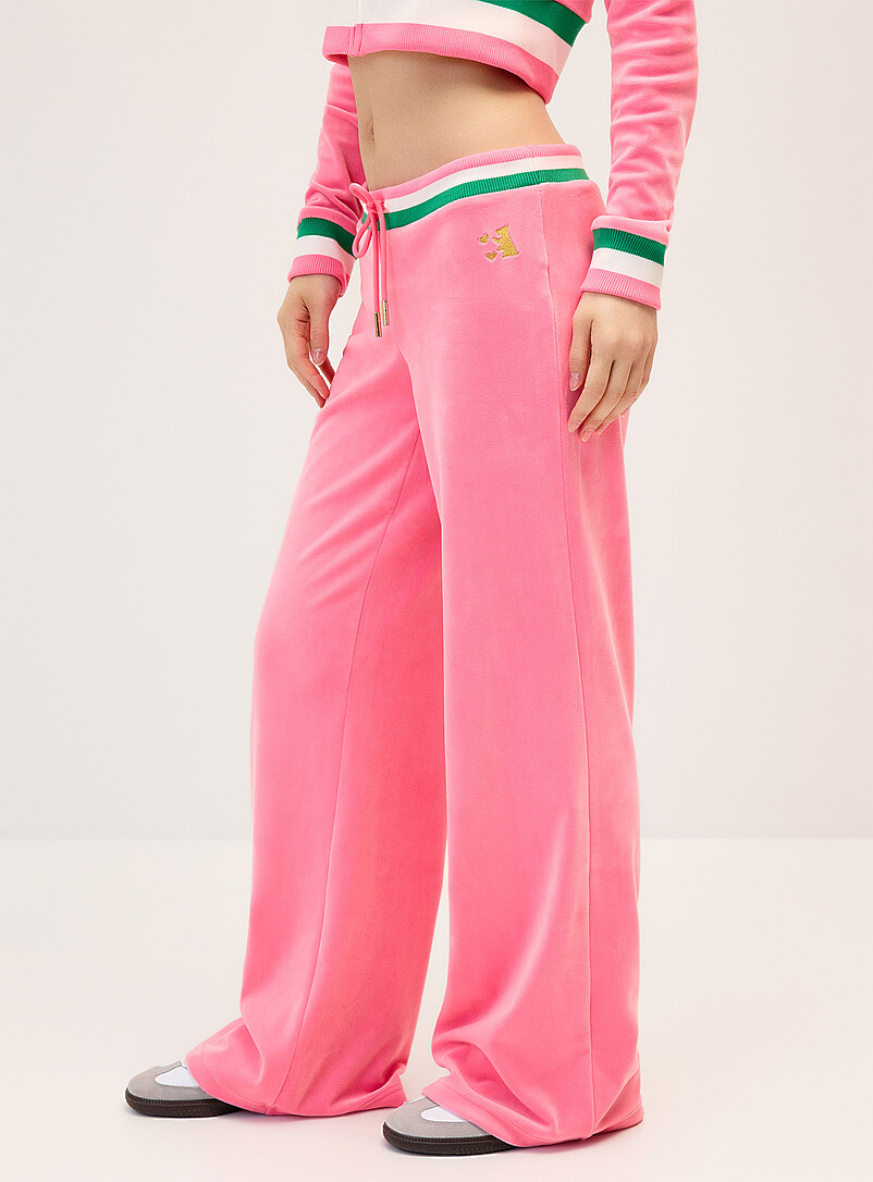 Juicy Couture: Le pantalon taille basse velours logo brillant Vert pour femme