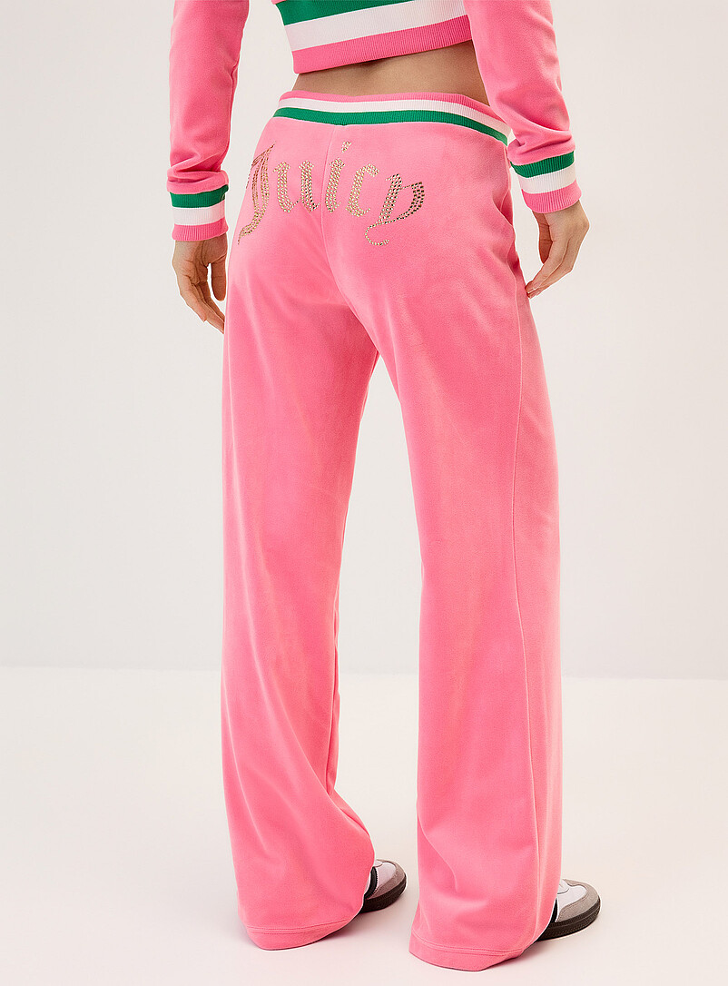 Juicy Couture: Le pantalon taille basse velours logo brillant Vert pour femme