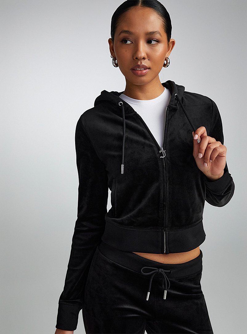 Juicy Couture Black Diamond logo zippered hood sweatshirt for women