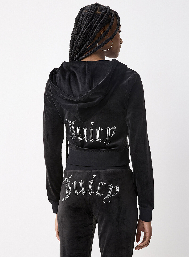Juicy Couture: Le sweat &agrave; capuche zipp&eacute; logo diamant Noir pour femme