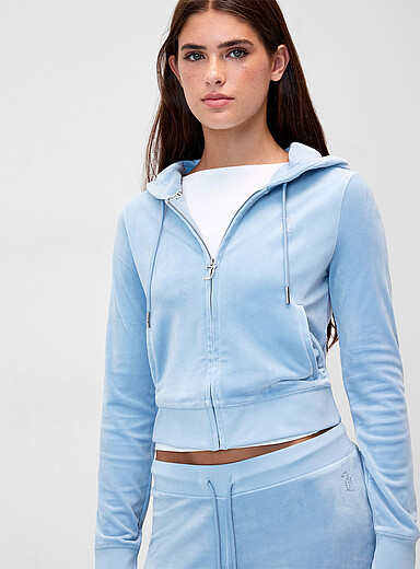 Juicy Couture: Le sweat &agrave; capuche zipp&eacute; logo diamant Bleu assorti pour femme