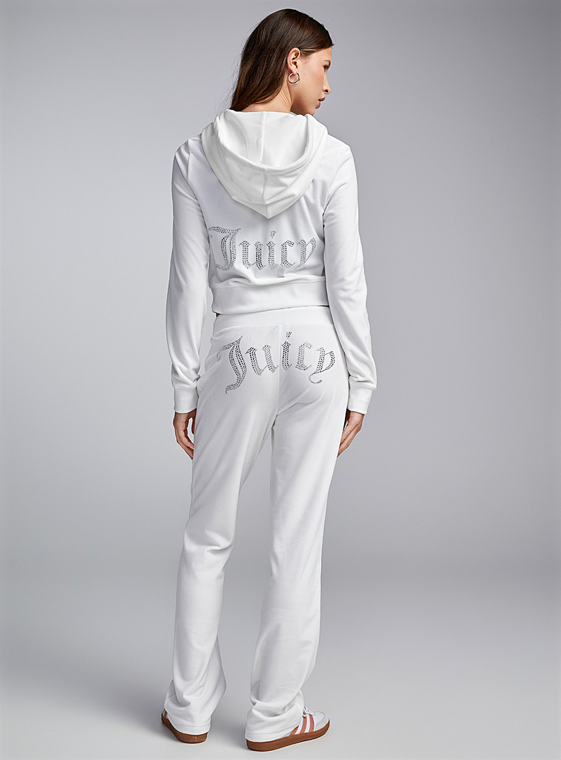 Juicy Couture: Le pantalon velours logo diamant Blanc pour femme
