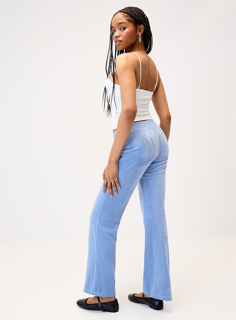 Juicy Couture: Le pantalon velours logo diamant Bleu p&acirc;le pour femme