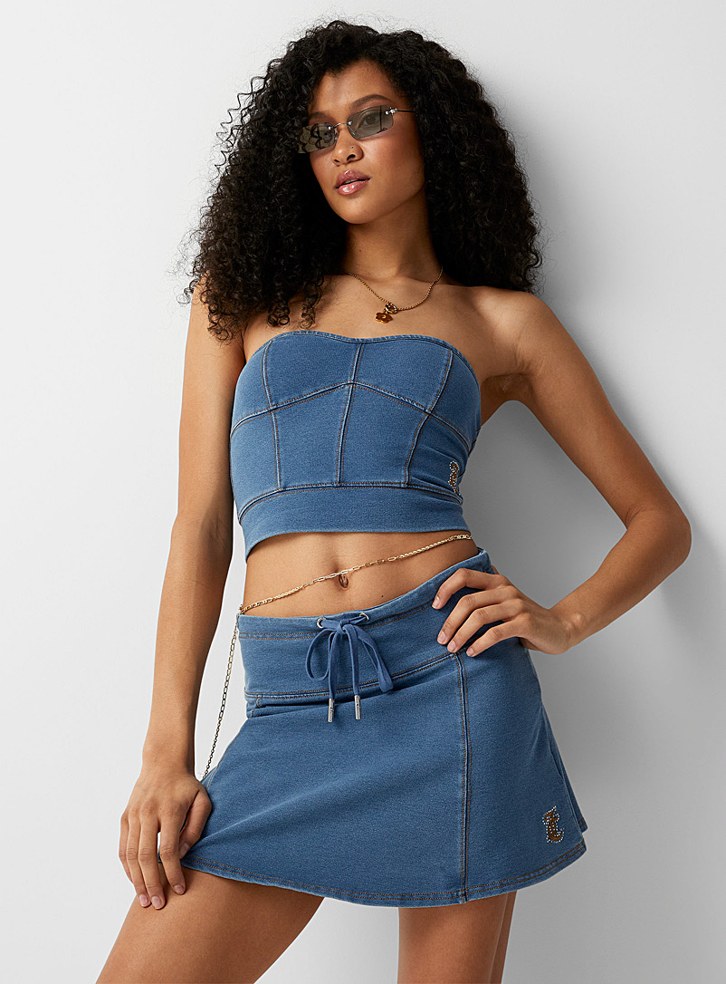 Juicy Couture Blue Denim-like jersey tube top for women