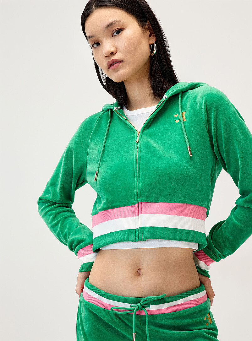Shimmering logo velvet hooded sweatshirt product image 2