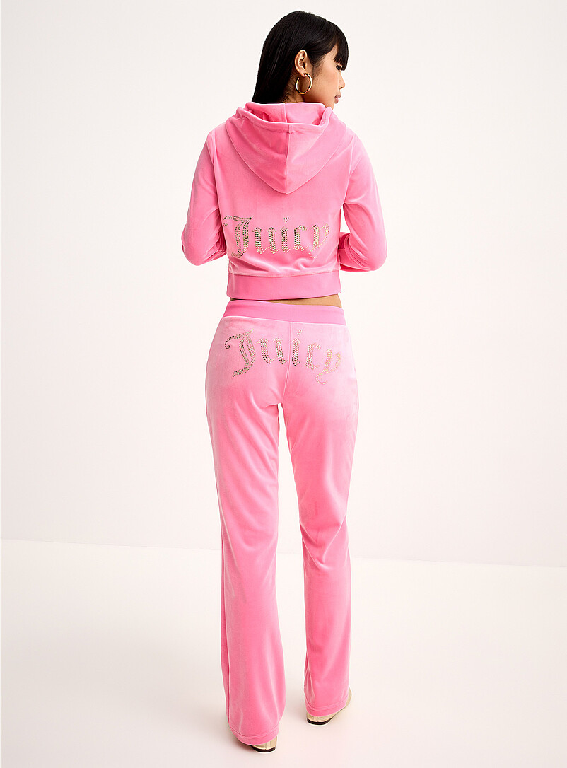 Sequined logo velvety straight-leg pant product image (primary)
