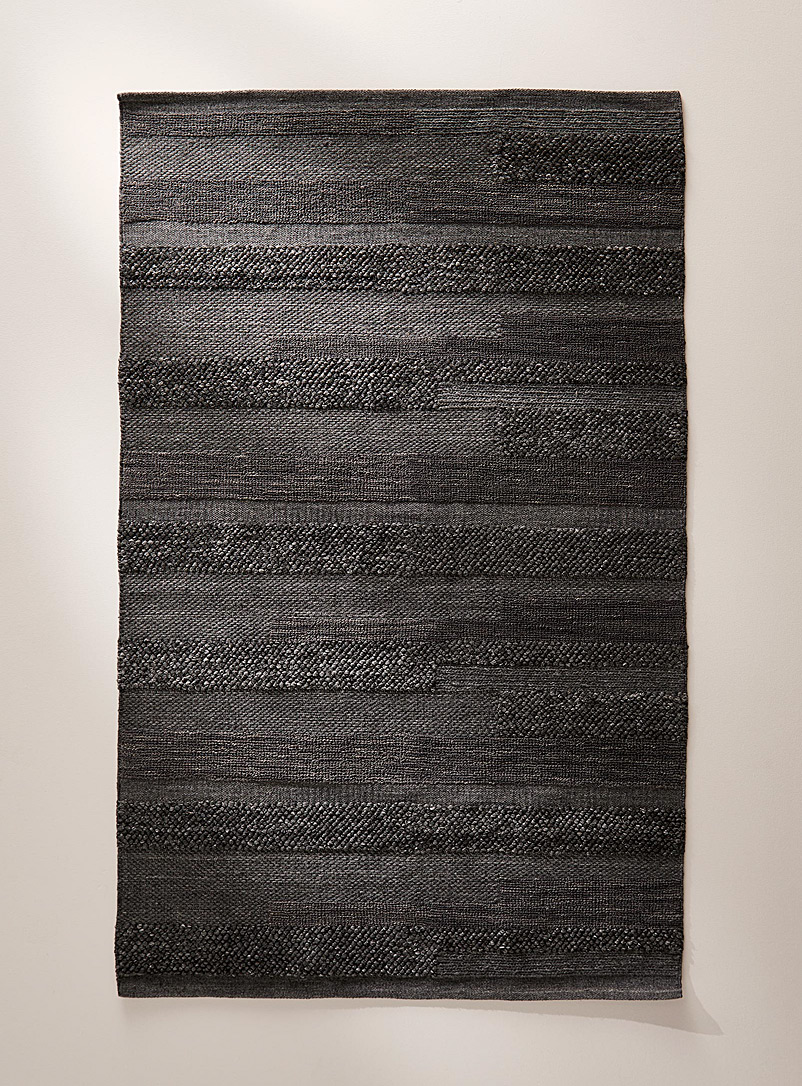 Simons Maison Dark Grey Textured lines rug See available sizes
