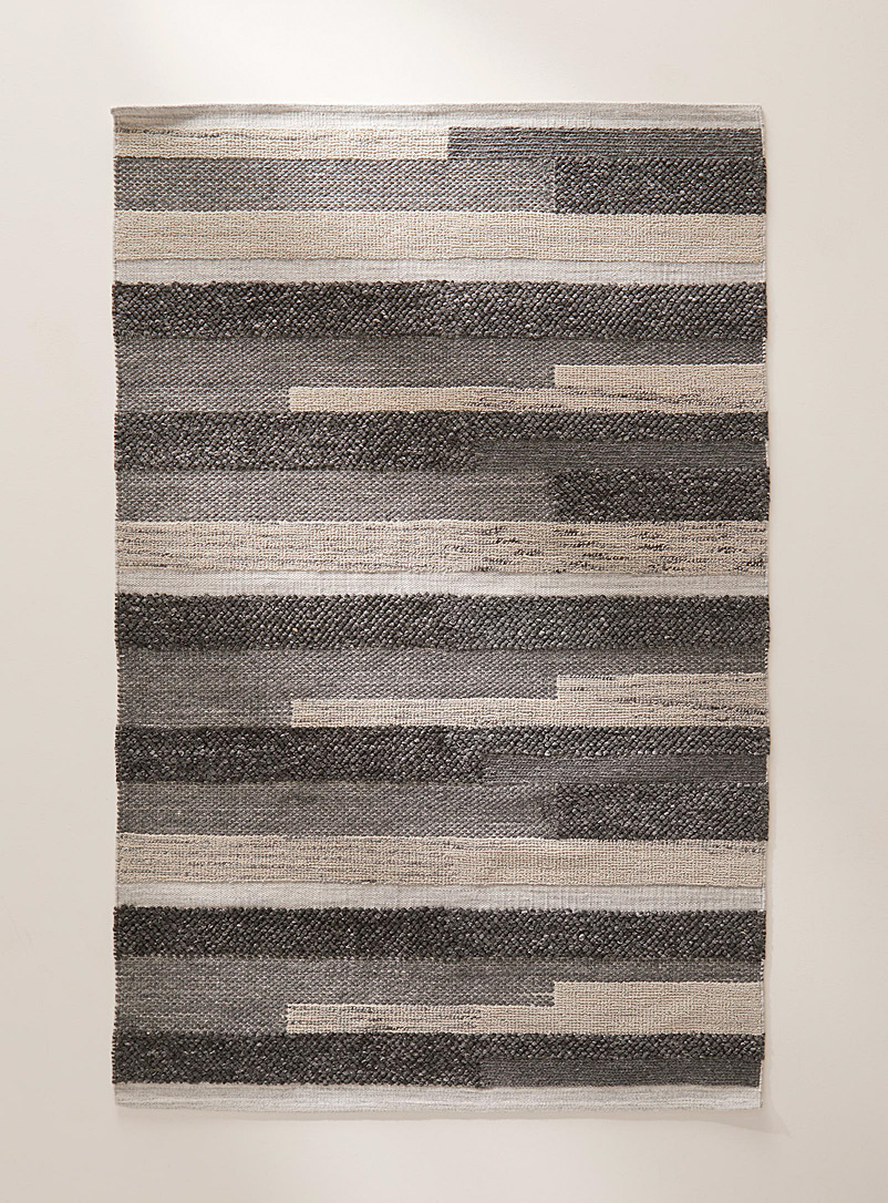 Simons Maison Assorted grey  Grey and beige textured lines rug See available sizes