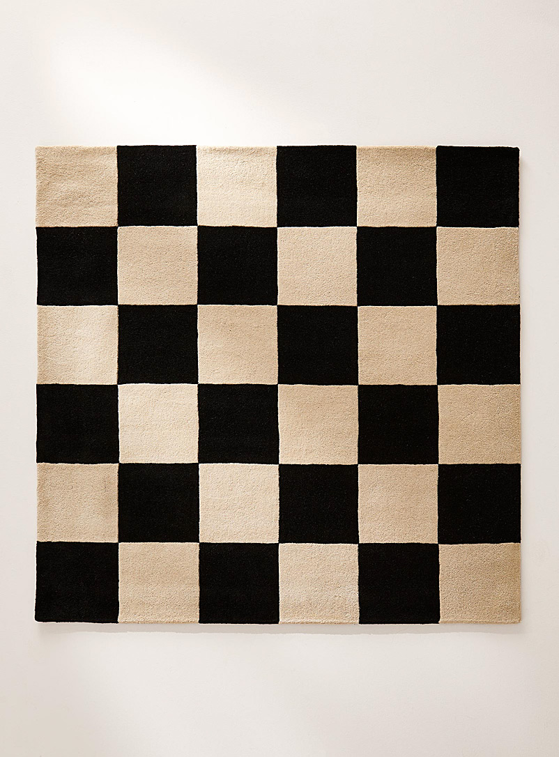 Simons Maison: Le tapis damier rétro 185 x 185 cm Blanc et noir