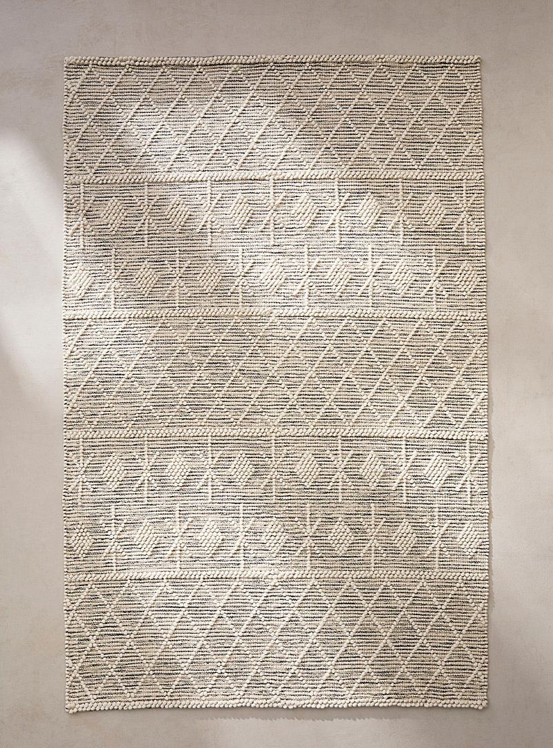 Simons Maison Black and White Geometric fresco artisanal rug See available sizes