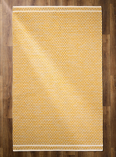 Simons Maison: Le tapis artisanal r&eacute;versible fines rayures Voir les couleurs et formats offerts Jaune tournesol