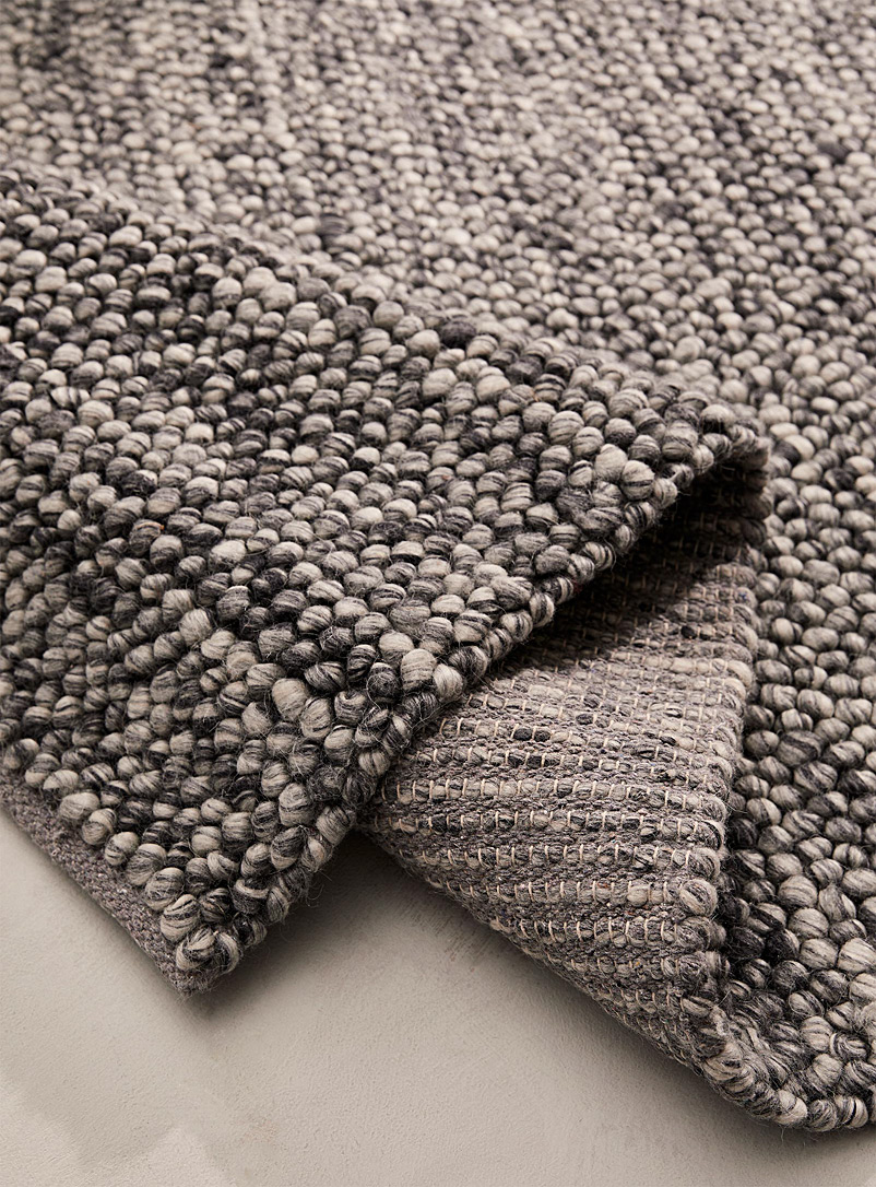 Simons Maison: Le tapis artisanal boucles de laine Voir nos formats offerts Gris