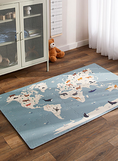 Simons Maison: Le tapis de jeu &agrave; assembler monde animal 15 tuiles embo&icirc;tables Sarcelle - Turquoise