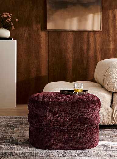 Le pouf arrondi tissu boucl&eacute;