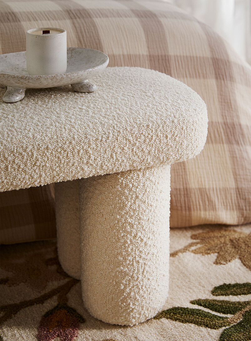 Simons Maison: Le banc tissu boucl&eacute; Ivoire - Beige cr&egrave;me