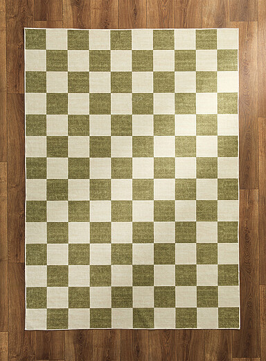 Simons Maison: Le tapis damier neutre Voir nos formats offerts Vert &agrave; motifs
