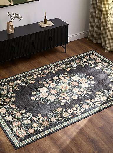 Simons Maison: Le tapis bouquet encadr&eacute; Voir nos formats offerts Noir &agrave; motifs