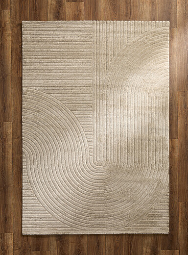Geometric grooves neutral tone rug See available sizes