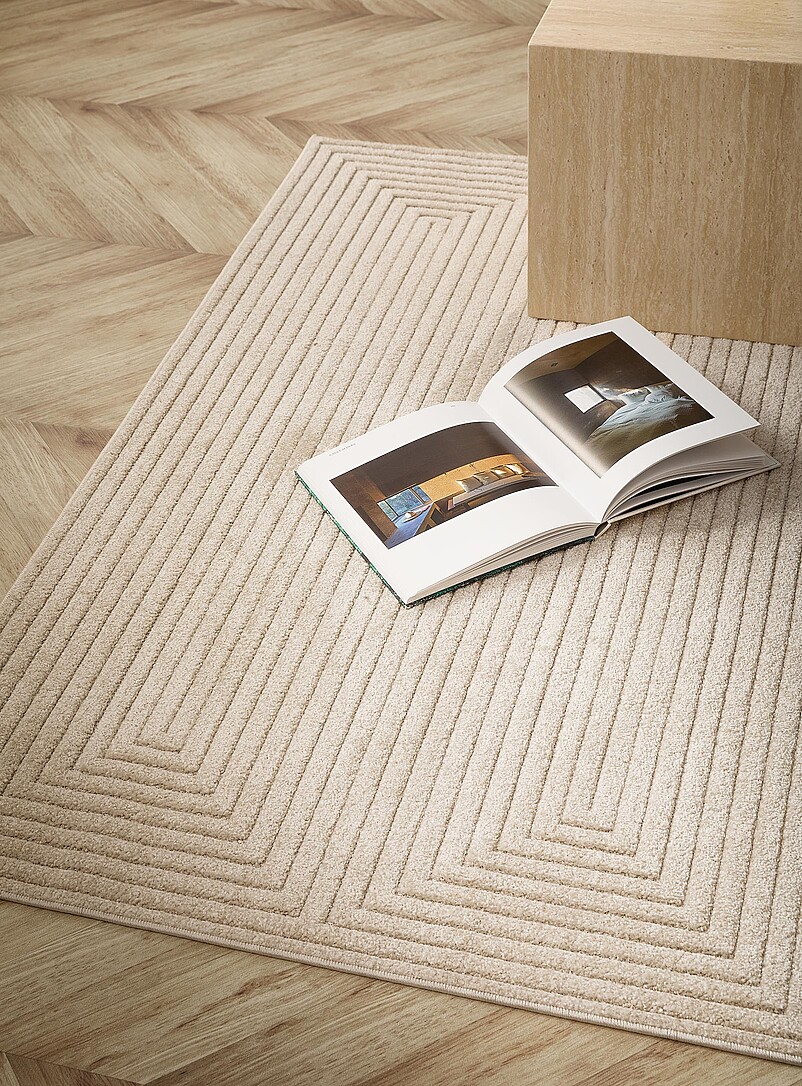 Simons Maison White Embossed labyrinth effect rug See available sizes