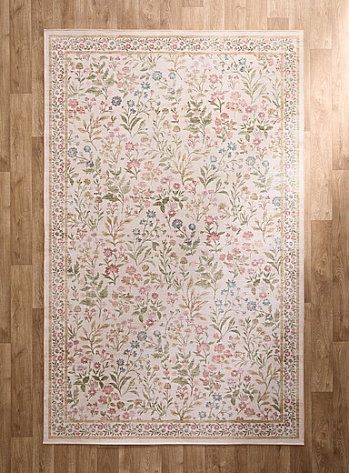 Simons Maison: Le tapis effet d&eacute;lav&eacute; fleurs pastel Voir nos formats offerts Ivoire - Beige cr&egrave;me