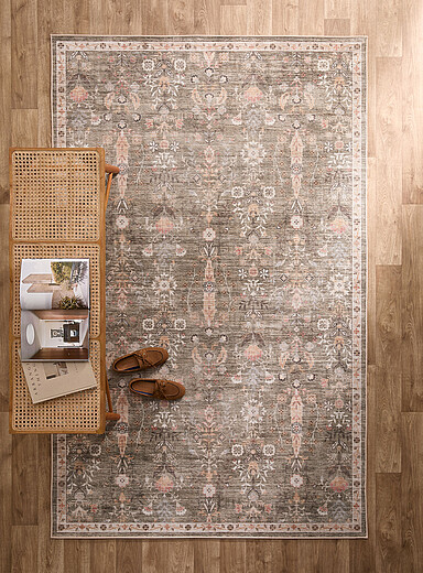 Simons Maison: Le tapis effet d&eacute;lav&eacute; jardin apaisant Voir nos formats offerts Vert &agrave; motifs