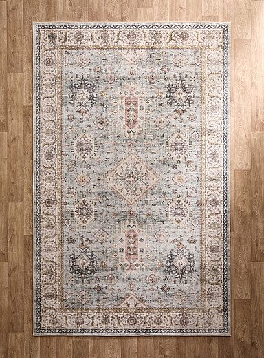 Simons Maison: Le tapis effet d&eacute;lav&eacute; mosa&iuml;que g&eacute;o Voir nos formats offerts Bleu &agrave; motifs