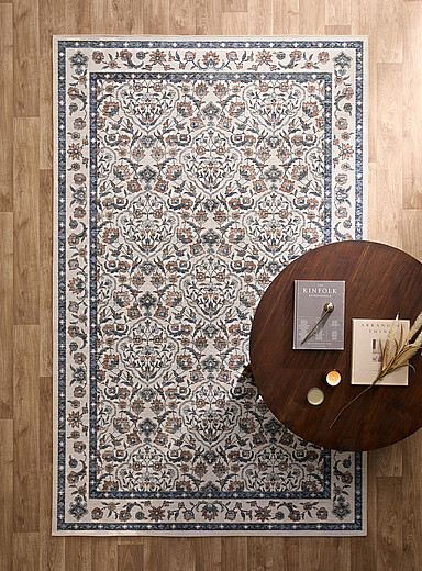 Simons Maison: Le tapis fresque jardin luxuriant Voir nos formats offerts Bleu &agrave; motifs