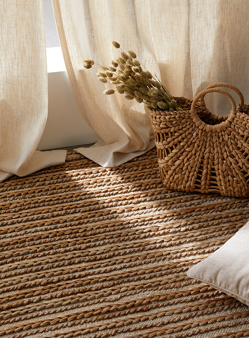 Braided stripe artisanal jute rug See available sizes