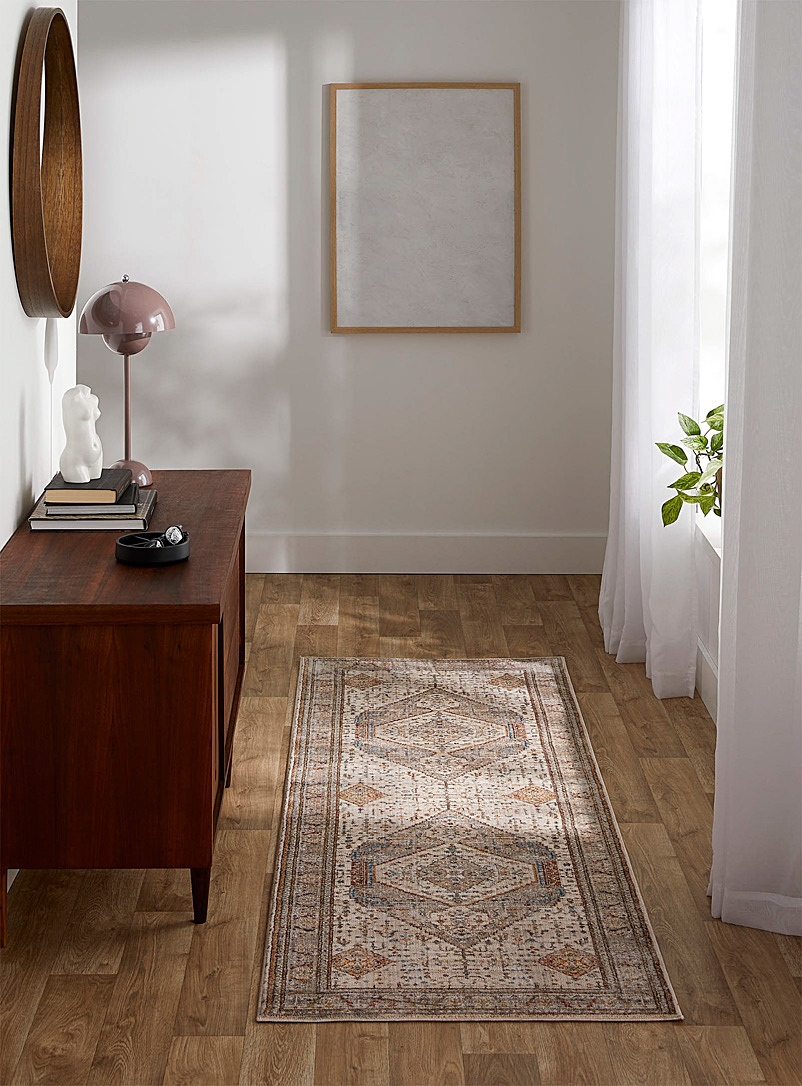 Simons Maison: Le tapis de couloir médaillon fleurissant 75 x 228 cm Assorti