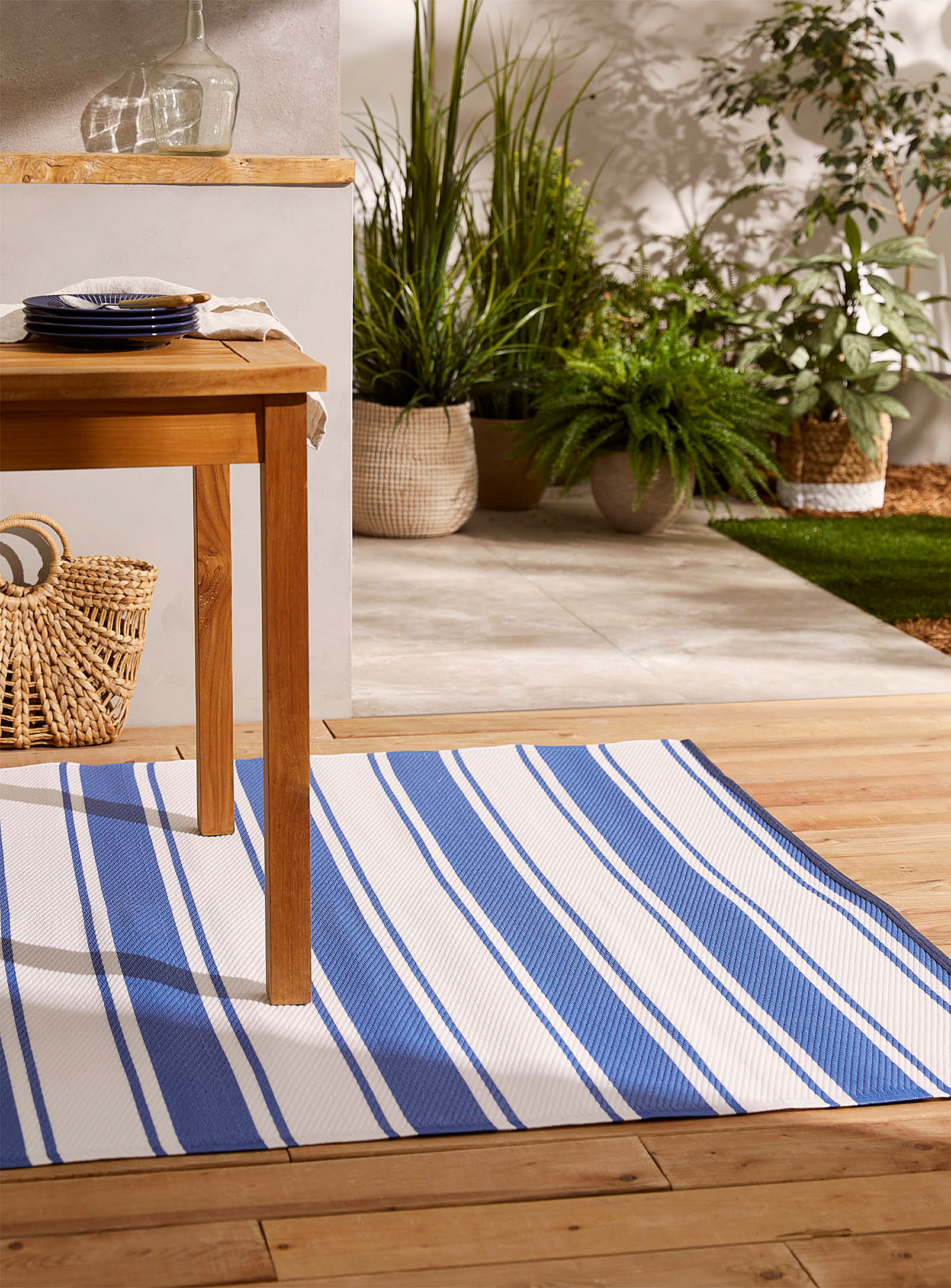 Simons Maison Stylish Stripe Indoor-outdoor Rug See Available Sizes In Patterned Blue