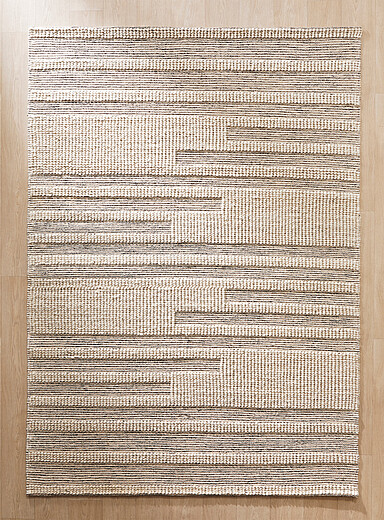 Discontinuous stripe wool artisanal rug See available sizes