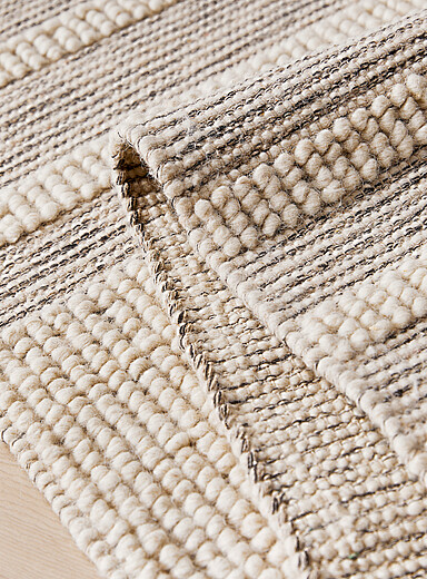 Discontinuous stripe wool artisanal rug See available sizes
