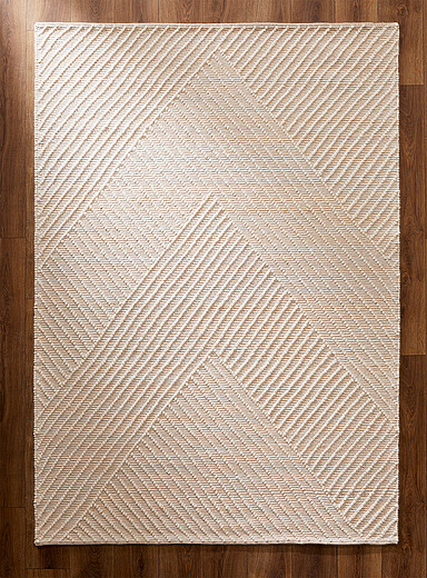 Herringbone-stripe wool artisanal rug See available sizes product image 2